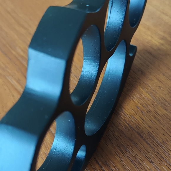 Belt Buckle Knuckles Solid Steel, Black Finish - Picture 3 of 4